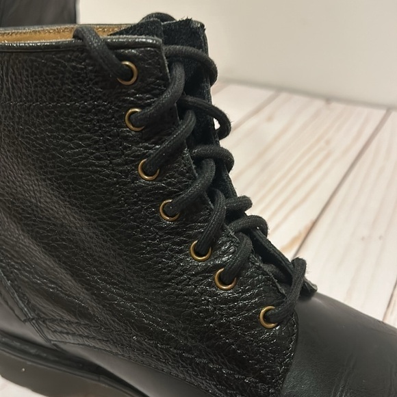 TOPMAN Black Leather Lace Up Chunky Heel Boot European size 40- US 9 Medium - Picture 6 of 9